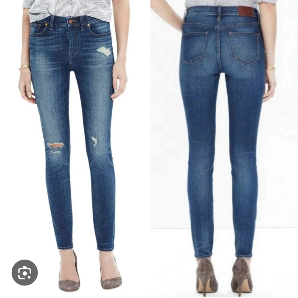 ☀️ Madewell High Riser Distressed Skinny Jeans